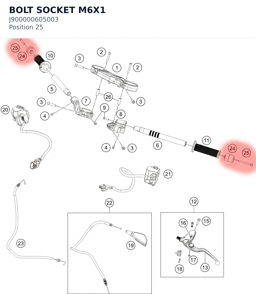 Diagram preview: BOLT SOCKET M6X1 (J900000605003)