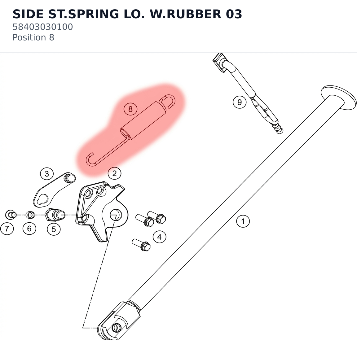 Diagram preview: SIDE ST.SPRING LO. W.RUBBER 03 (58403030100)