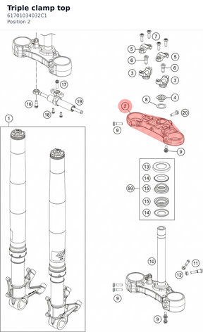 Diagram preview: Triple clamp top (61701034032C1)