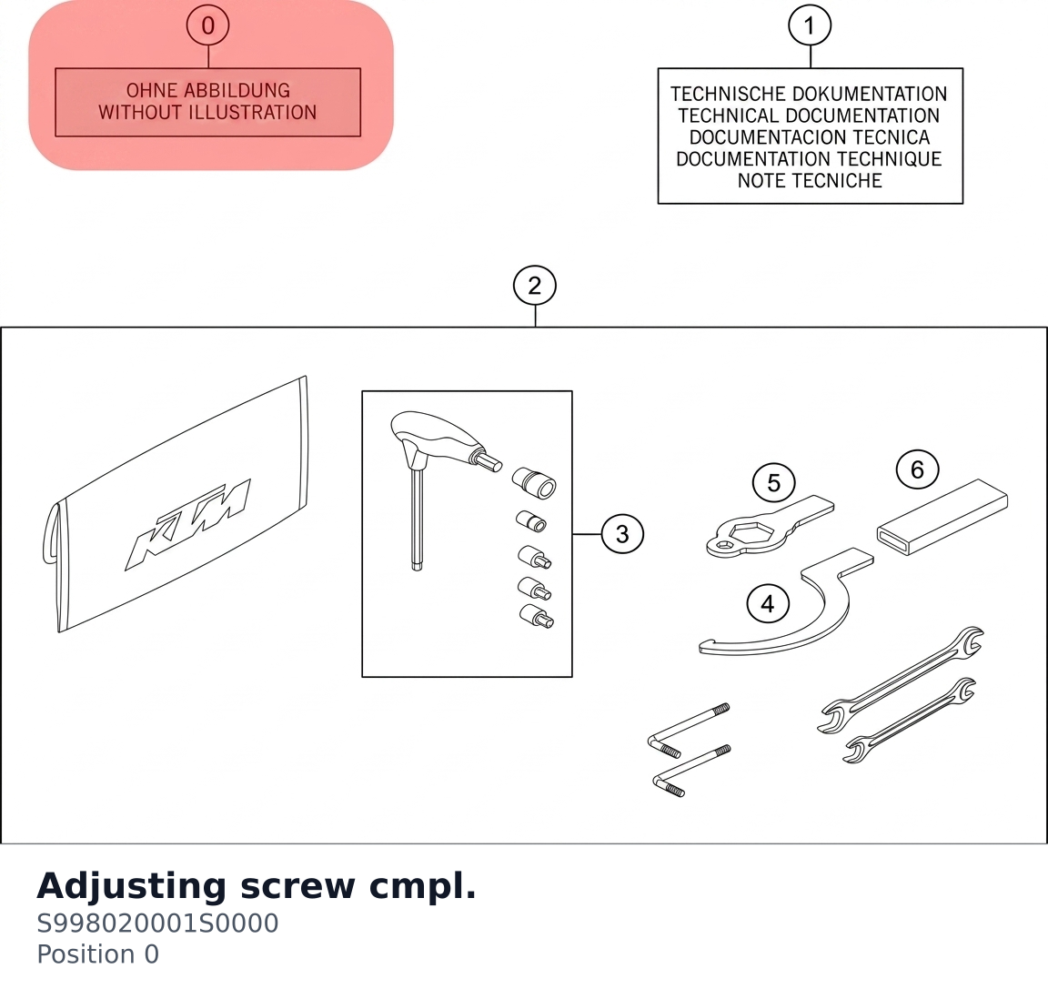 Diagram preview: Adjusting screw cmpl. (S998020001S0000)