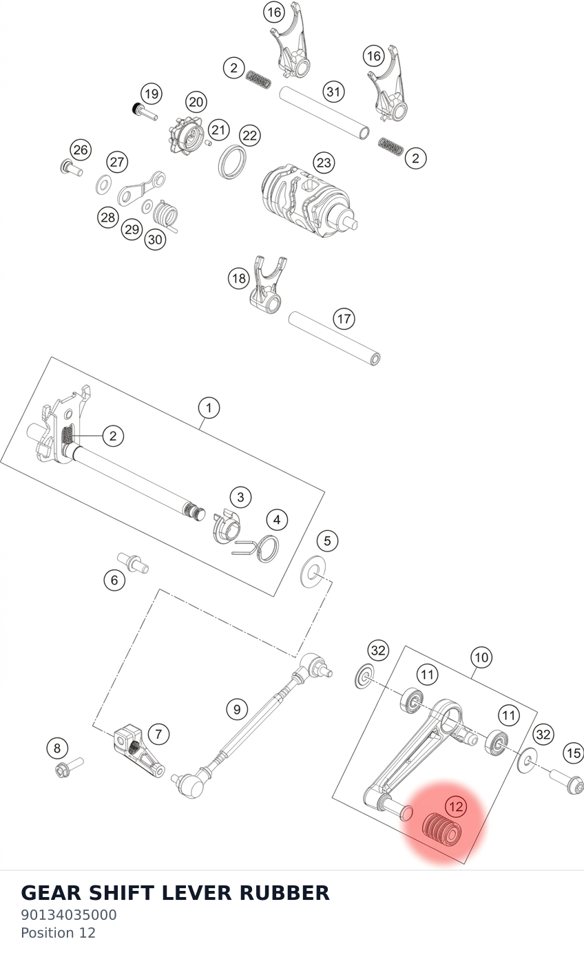 Diagram preview: GEAR SHIFT LEVER RUBBER (90134035000)