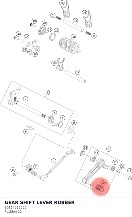 Diagram preview: GEAR SHIFT LEVER RUBBER (90134035000)