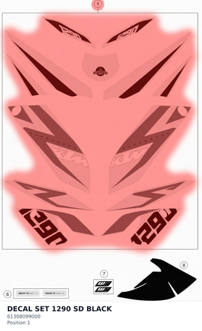 Diagram preview: DECAL SET 1290 SD BLACK (61308099000)