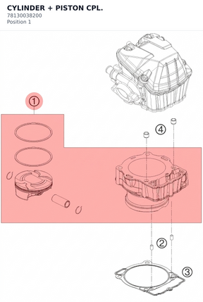 Diagram preview: CYLINDER + PISTON CPL. (78130038200)