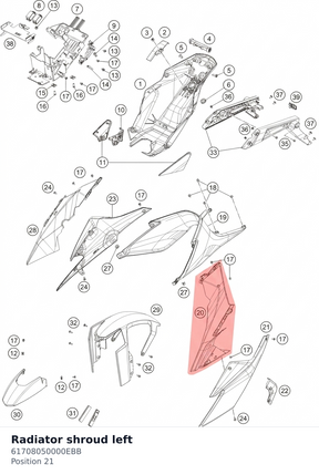 Diagram preview: Radiator shroud left (61708050000EBB)