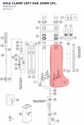 Diagram preview: AXLE CLAMP LEFT D48 25MM CPL. (48601951S1)