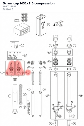 Diagram preview: Screw cap M51x1.5 compression (48602129S2)