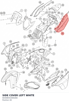 Diagram preview: SIDE COVER LEFT WHITE (6030804100028A)