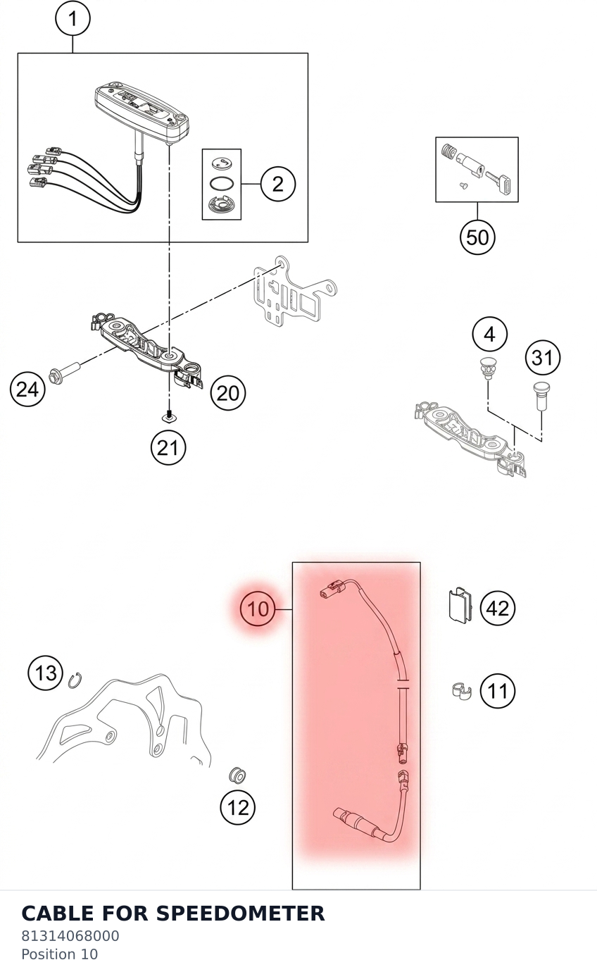 Diagram preview: CABLE FOR SPEEDOMETER (81314068000)