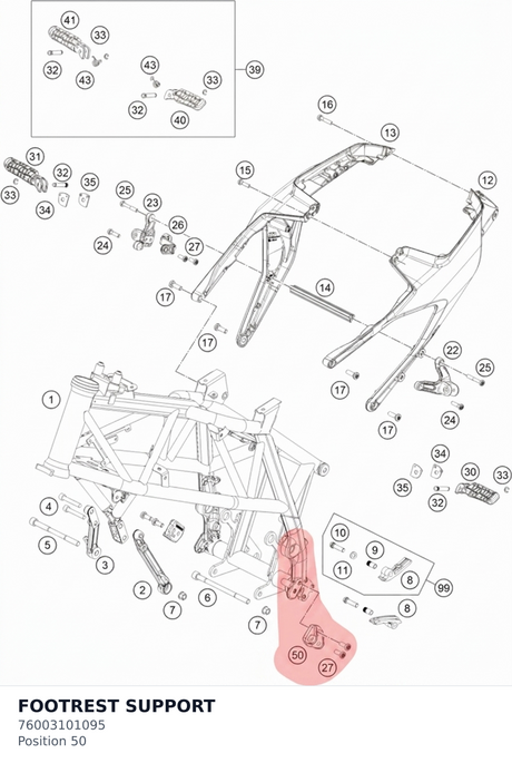 Diagram preview: FOOTREST SUPPORT (76003101095)