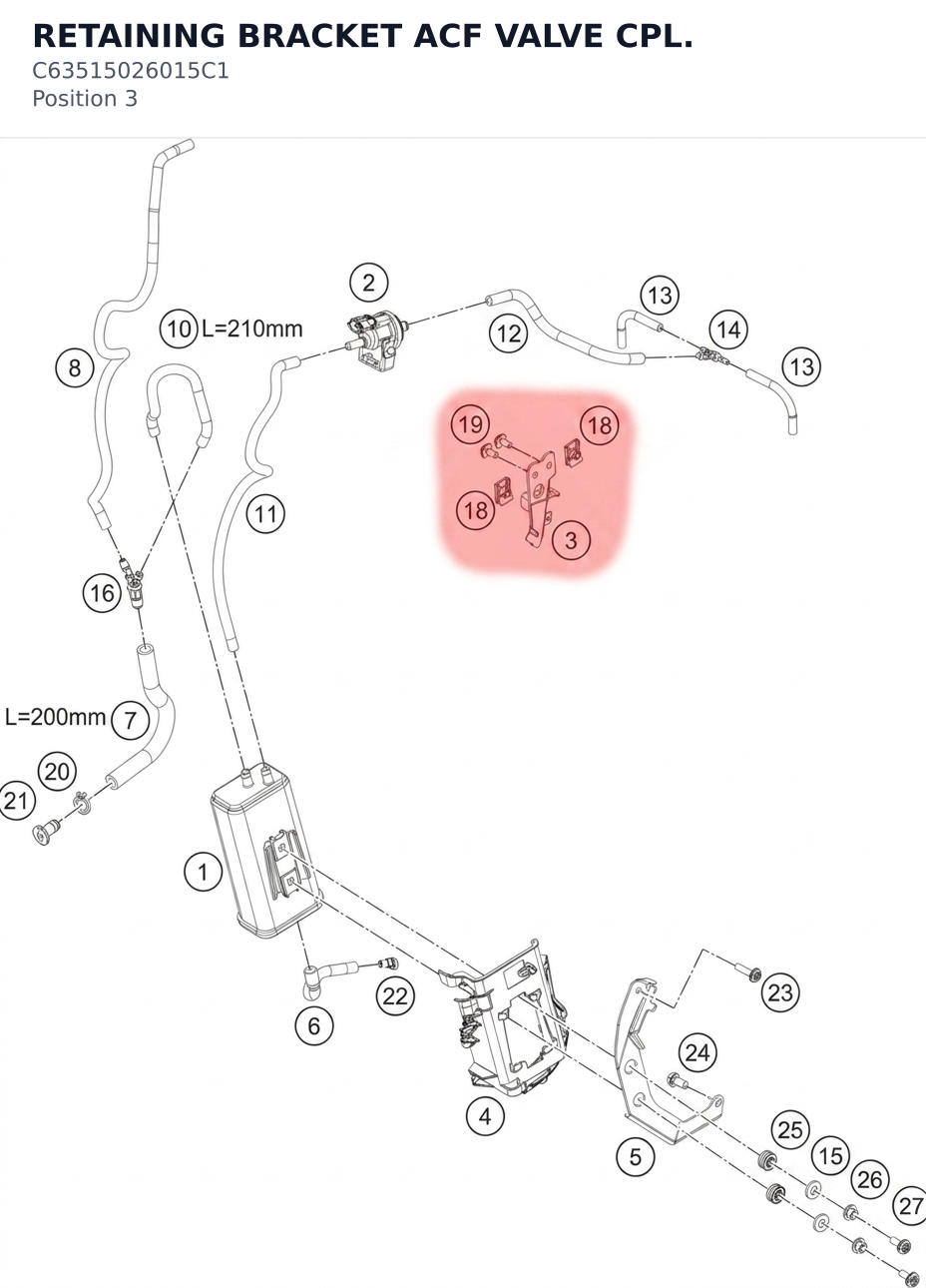 Diagram preview: RETAINING BRACKET ACF VALVE CPL. (C63515026015C1)