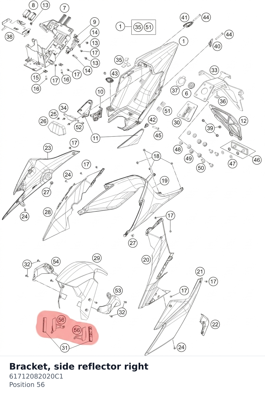 Diagram preview: Bracket, side reflector right (61712082020C1)