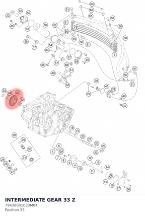 Diagram preview: INTERMEDIATE GEAR 33 Z (79438001033M04)