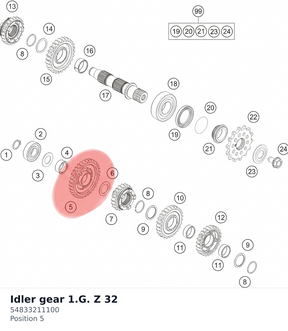 Diagram preview: Idler gear 1.G. Z 32 (54833211100)