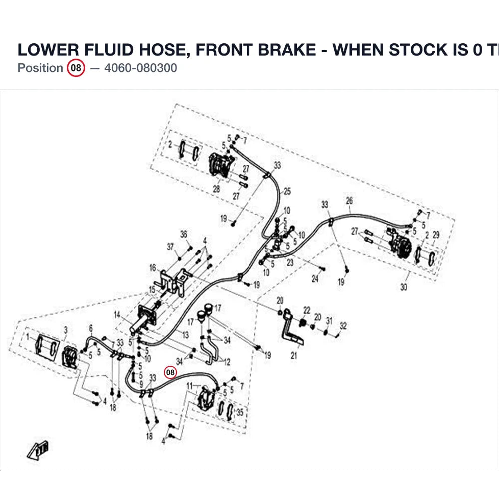 LOWER FLUID HOSE, FRONT BRAKE - WHEN STOCK IS 0 THIS ITEM IS NO LONGER AVAILABLE product image