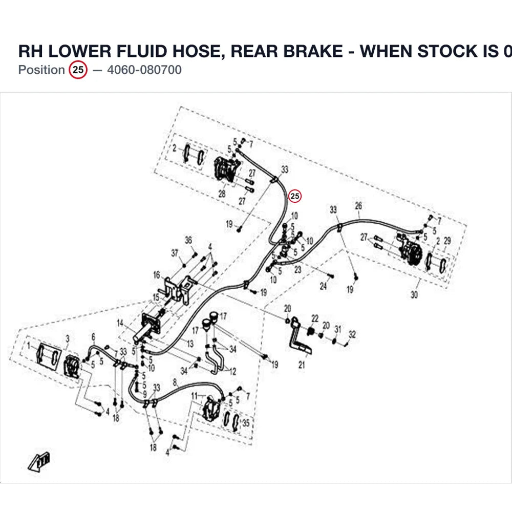 RH LOWER FLUID HOSE, REAR BRAKE - WHEN STOCK IS 0 THIS ITEM IS NO LONGER AVAILABLE product image