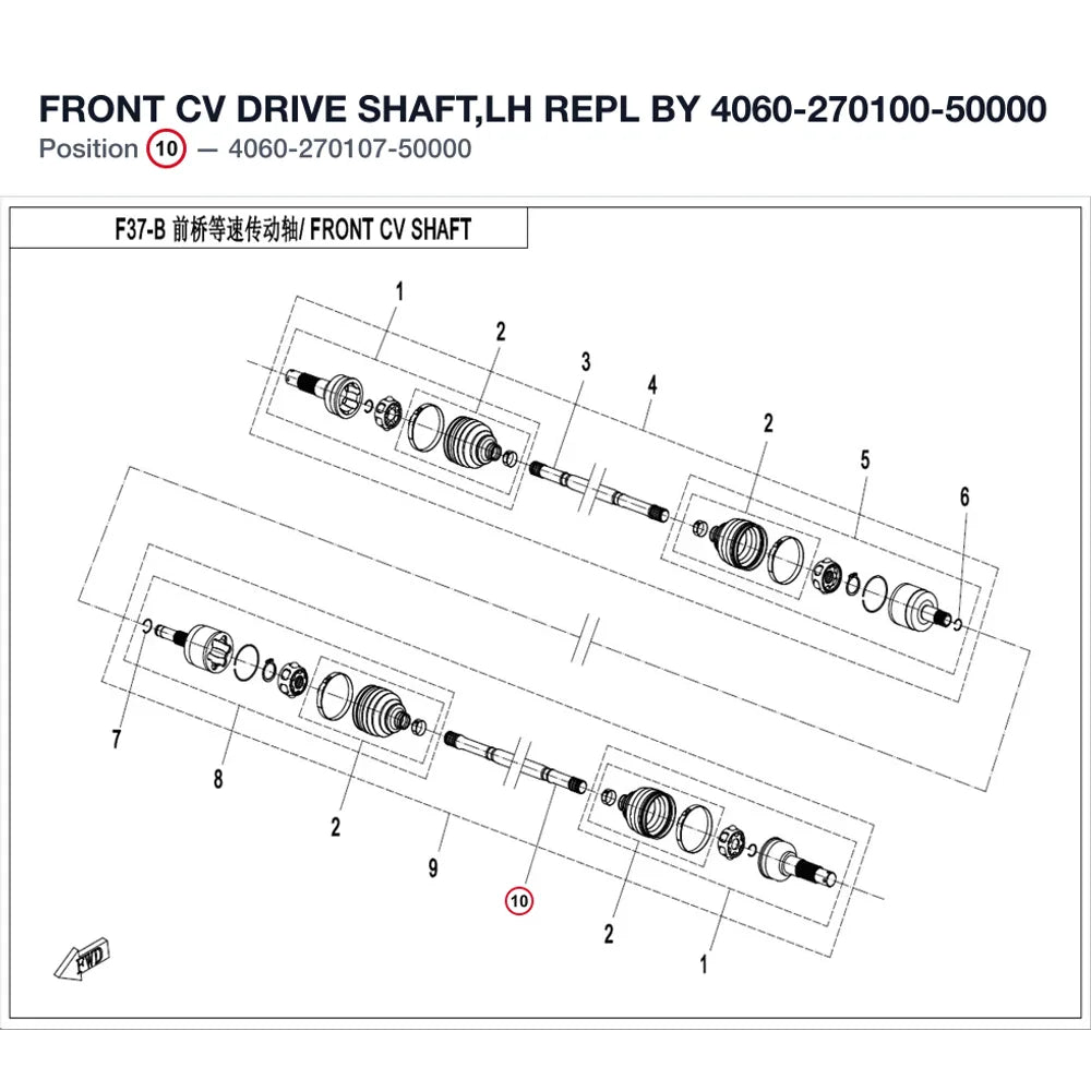 FRONT CV DRIVE SHAFT,LH REPL BY 4060-270100-50000 product image
