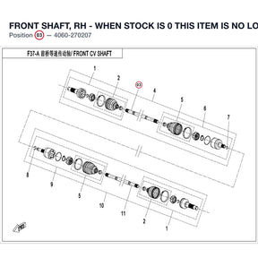 FRONT SHAFT, RH - WHEN STOCK IS 0 THIS ITEM IS NO LONGER AVAILABLE product image