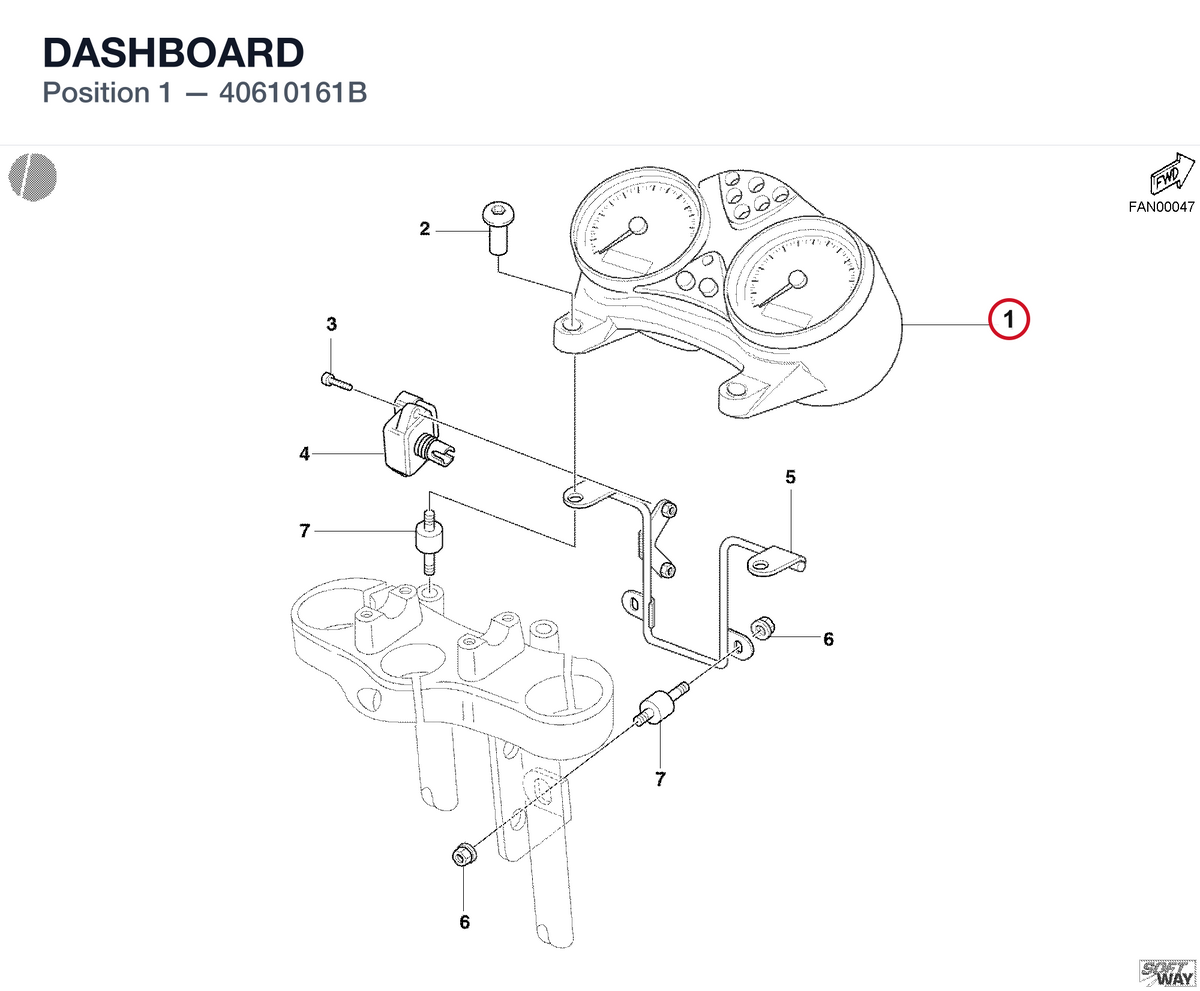 DASHBOARD 40610161B diagram position