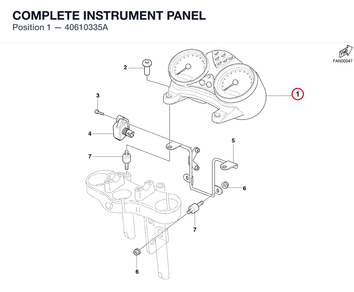 COMPLETE INSTRUMENT PANEL 40610335A diagram position