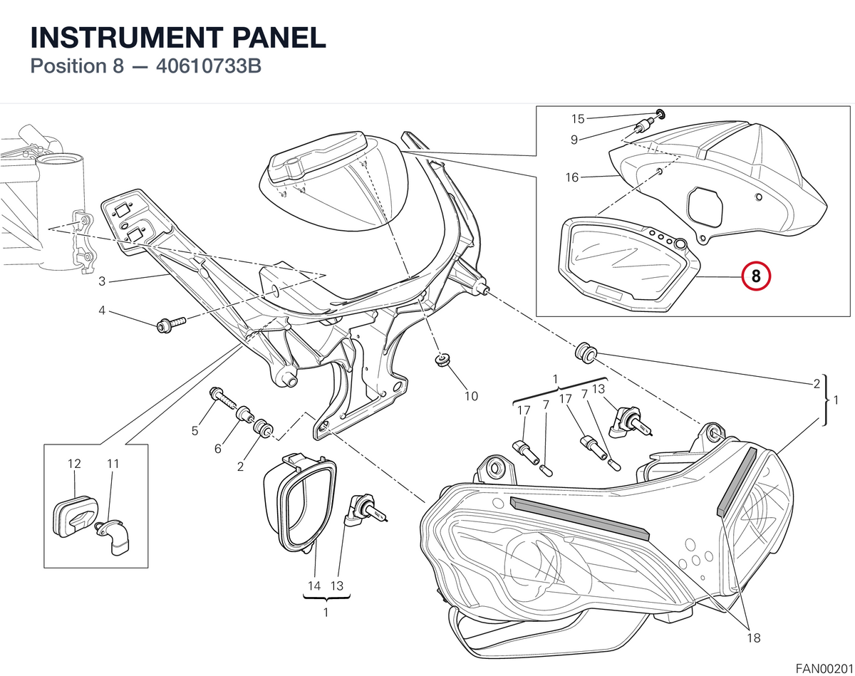INSTRUMENT PANEL 40610733B diagram position