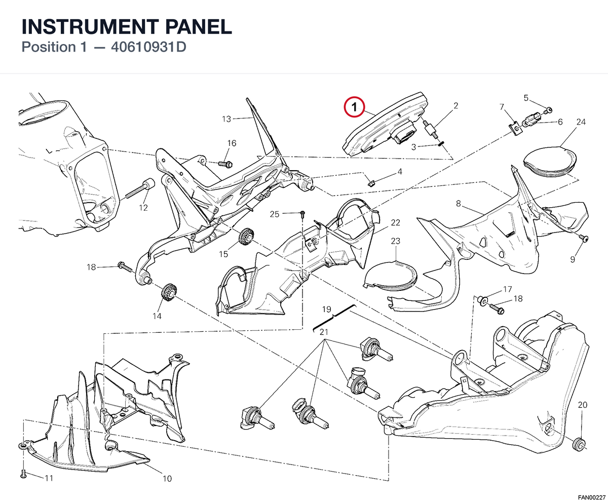 INSTRUMENT PANEL 40610931D diagram position