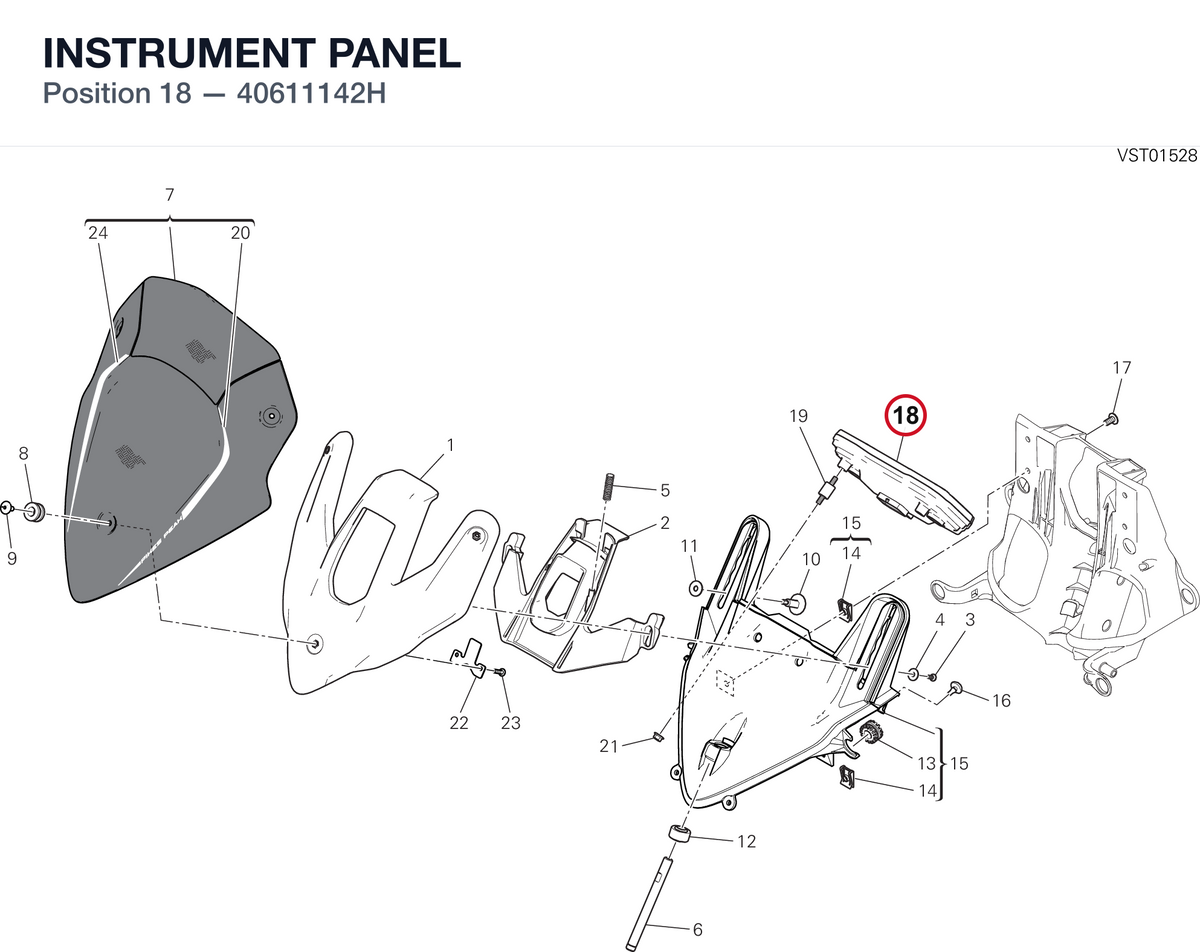 INSTRUMENT PANEL 40611142H diagram position