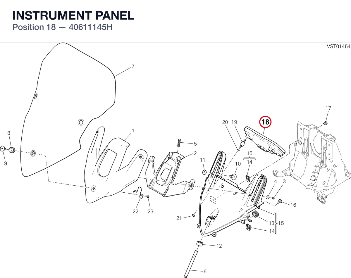 INSTRUMENT PANEL 40611145H diagram position