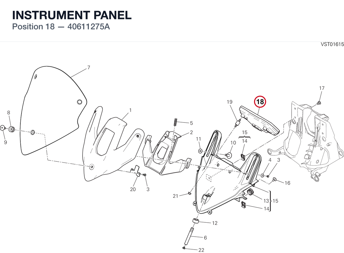 INSTRUMENT PANEL 40611275A diagram position