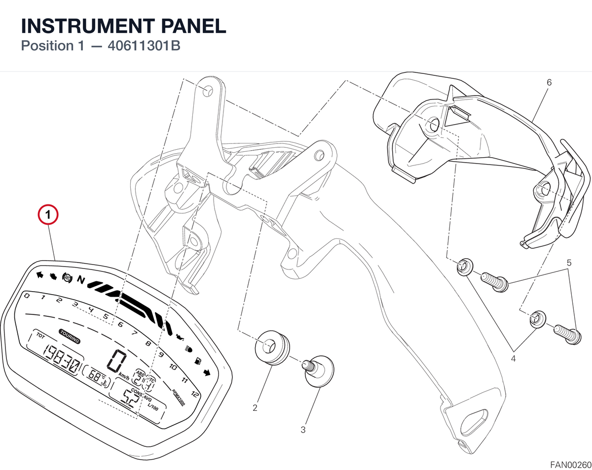 INSTRUMENT PANEL 40611301B diagram position