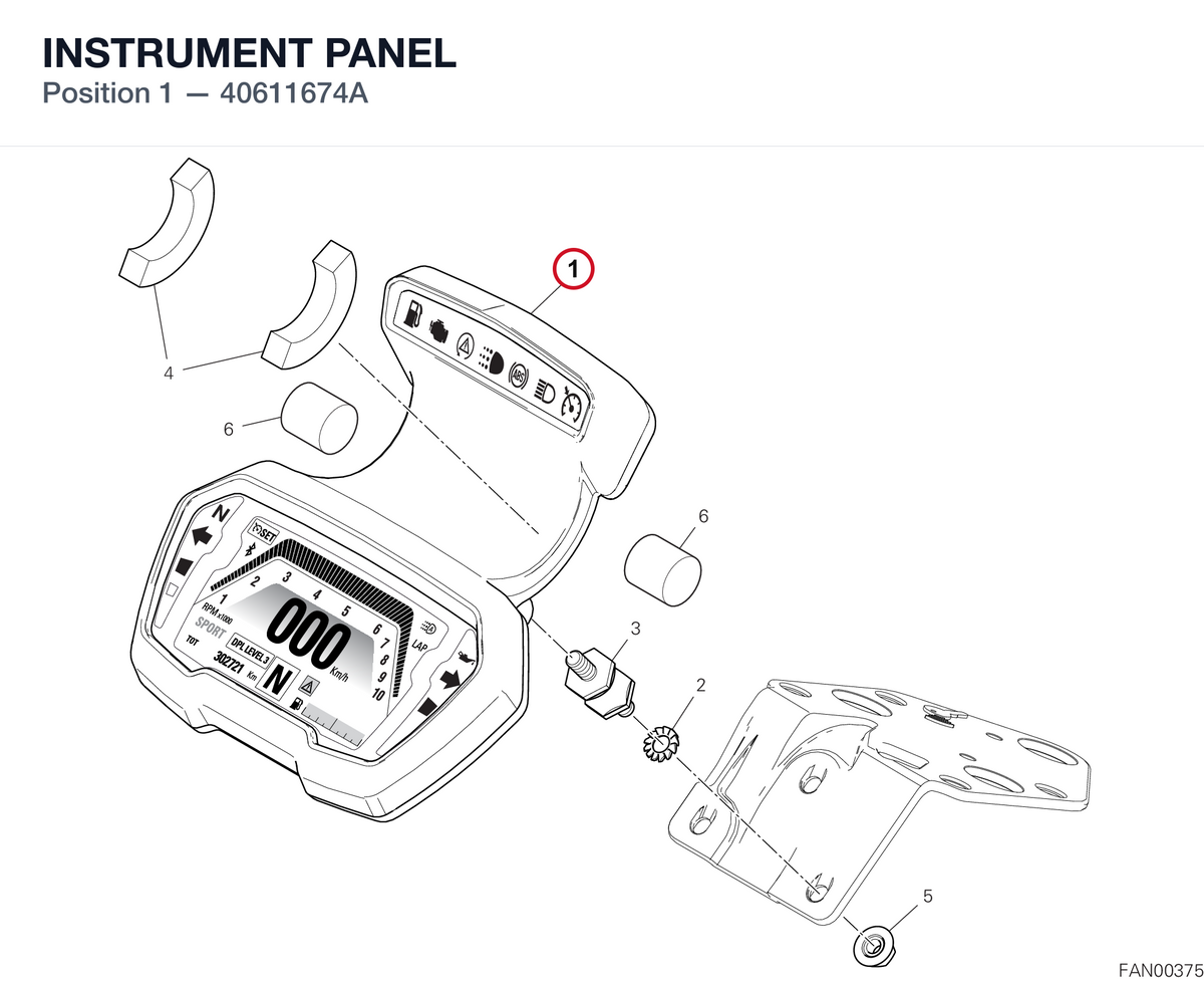 INSTRUMENT PANEL 40611674A diagram position