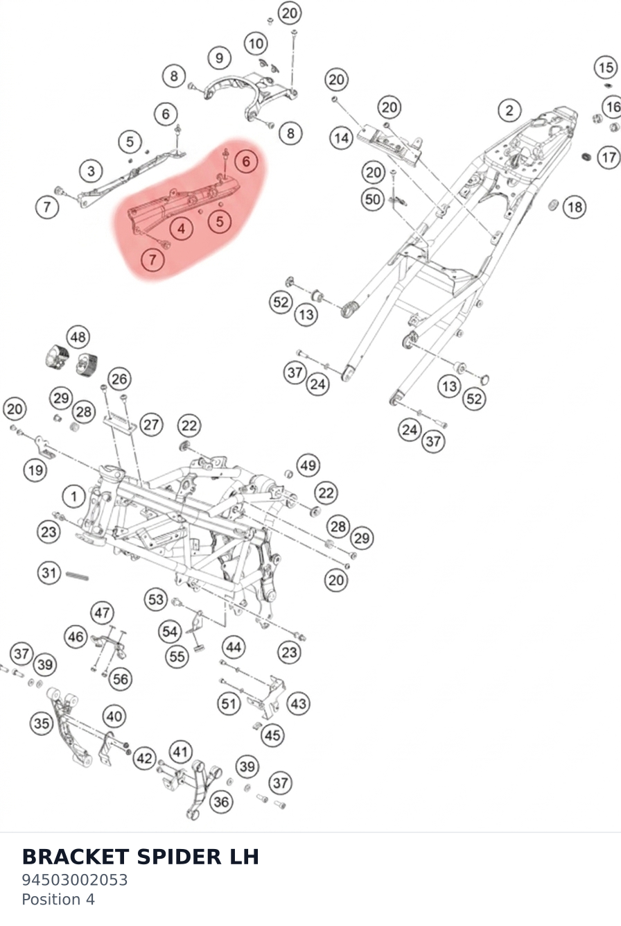 Diagram preview: BRACKET SPIDER LH (94503002053)