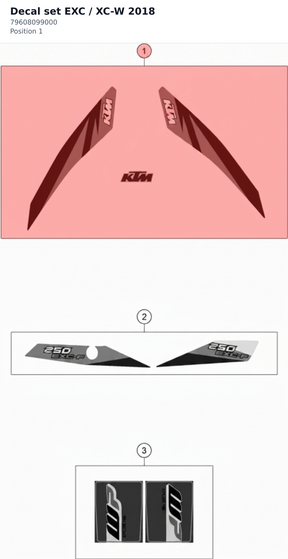 Diagram preview: Decal set EXC / XC-W 2018 (79608099000)