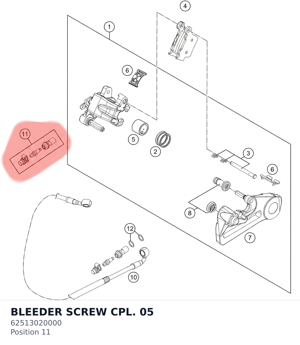 Diagram preview: BLEEDER SCREW CPL.          05 (62513020000)
