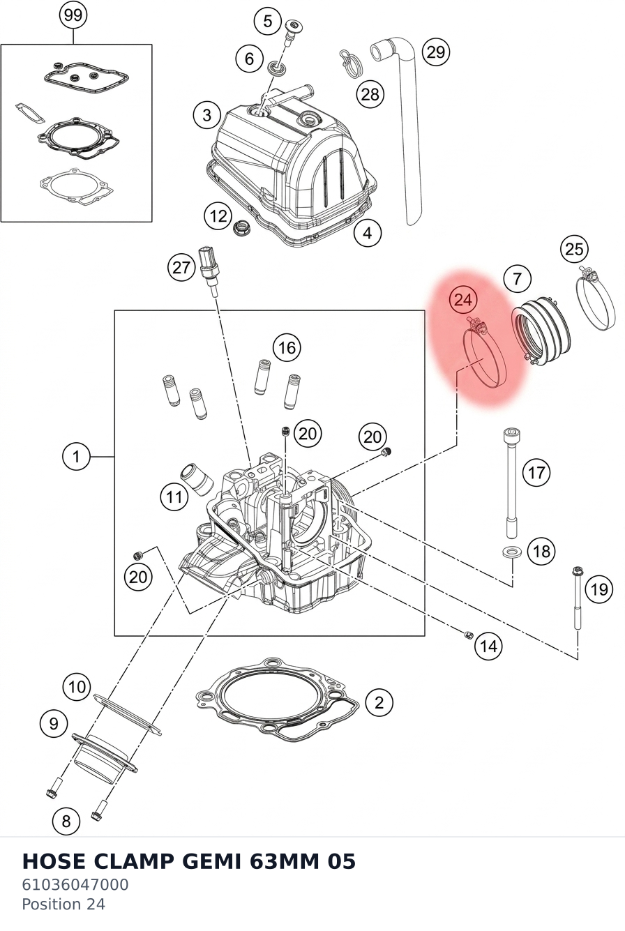 Diagram preview: HOSE CLAMP GEMI 63MM 05 (61036047000)