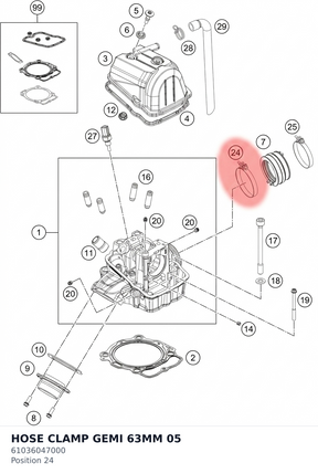 Diagram preview: HOSE CLAMP GEMI 63MM 05 (61036047000)