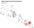 Diagram preview: radial shaft seal 34.5x15x9 Duo (C0760153459)