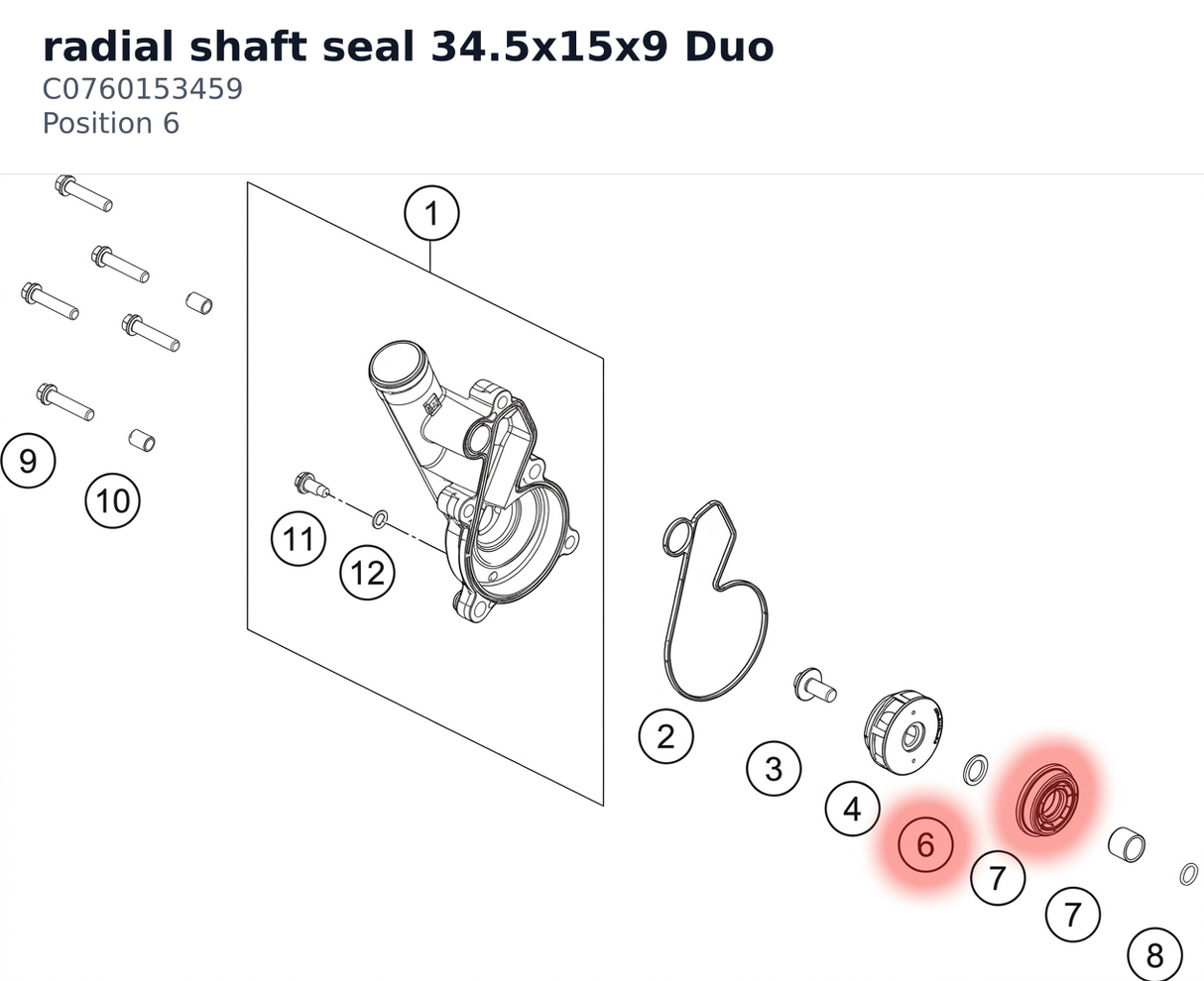 Diagram preview: radial shaft seal 34.5x15x9 Duo (C0760153459)