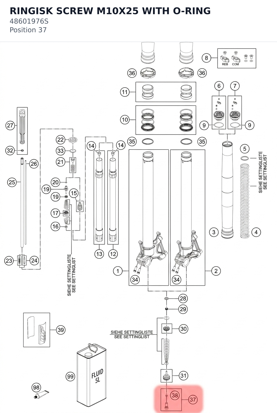 Diagram preview: RINGISK SCREW M10X25 WITH O-RING (48601976S)
