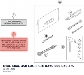 Diagram preview: Own. Man. 450 EXC-F/SIX DAYS 500 EXC-F/S (3214012EN)