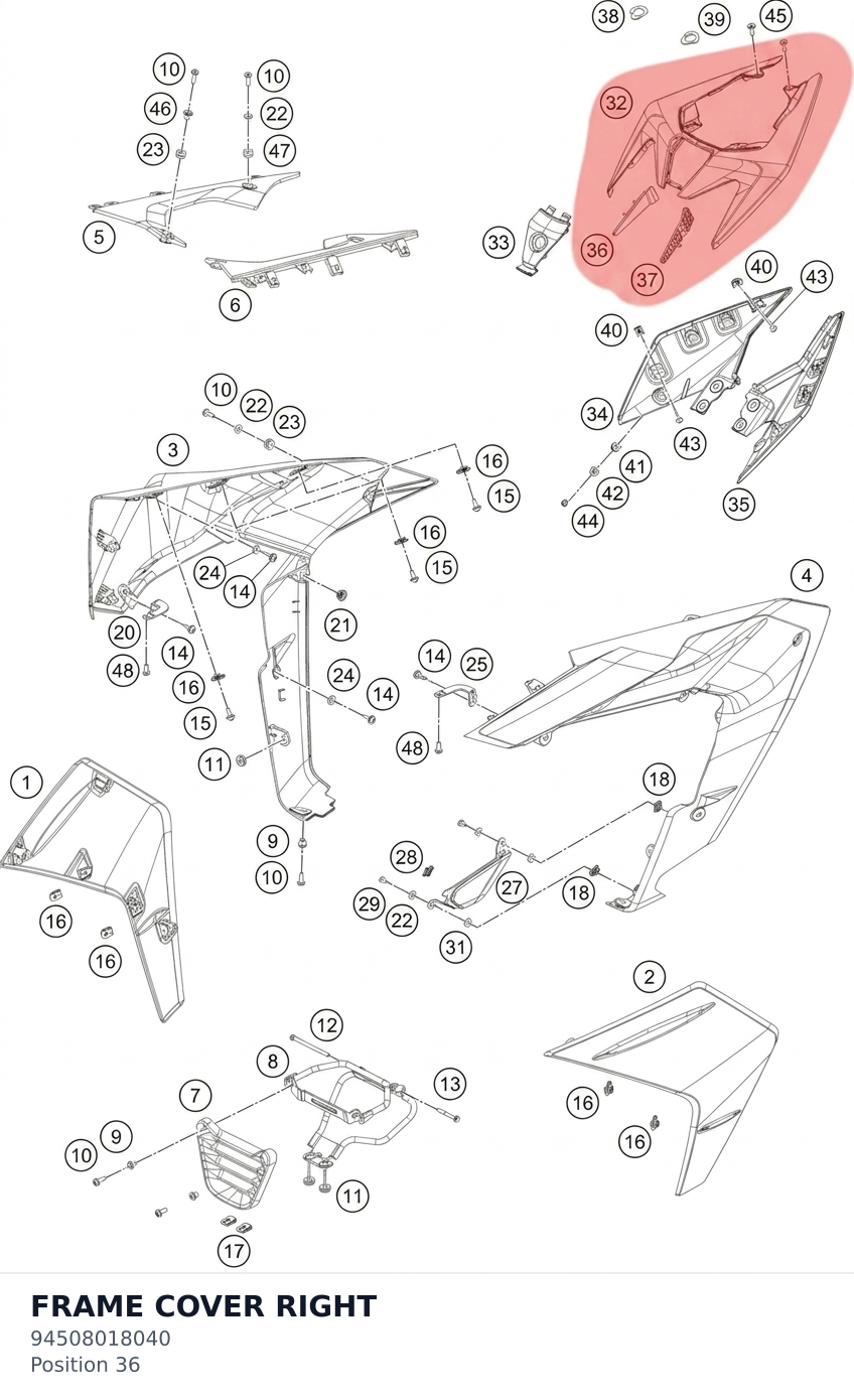Diagram preview: FRAME COVER RIGHT (94508018040)
