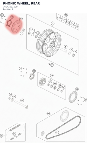 Diagram preview: PHONIC WHEEL, REAR (76042021100)