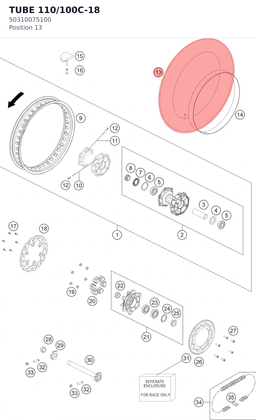 Diagram preview: TUBE 110/100C-18 (50310075100)