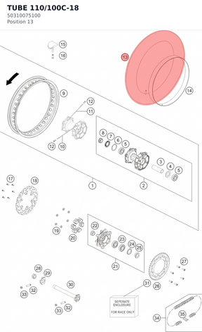 Diagram preview: TUBE 110/100C-18 (50310075100)