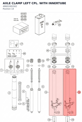 Diagram preview: AXLE CLAMP LEFT CPL. WITH INNERTUBE (48601081S02)