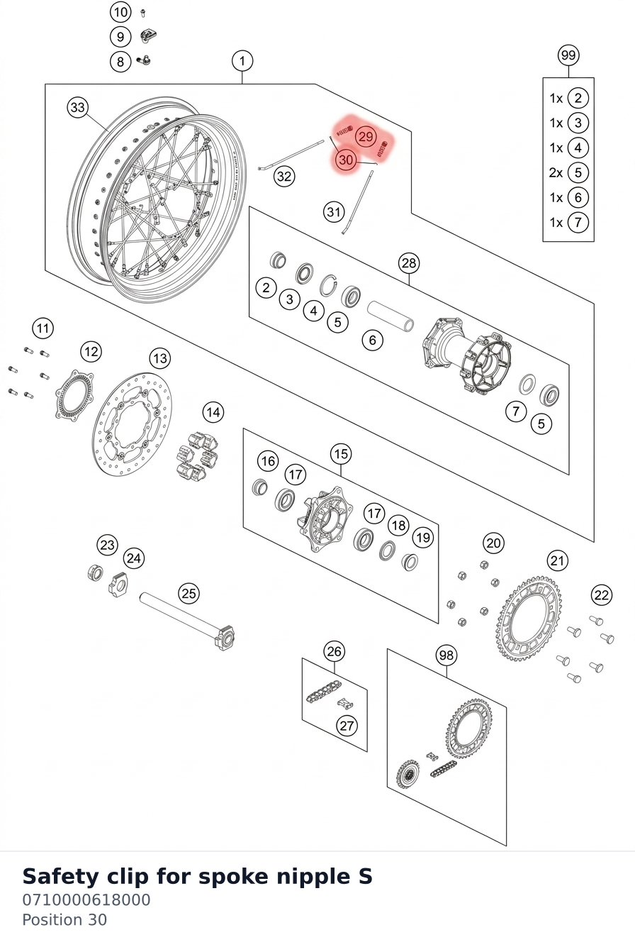 Diagram preview: Safety clip for spoke nipple S (0710000618000)