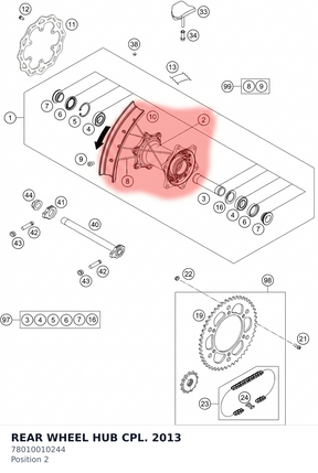 Diagram preview: REAR WHEEL HUB CPL.     2013 (78010010244)