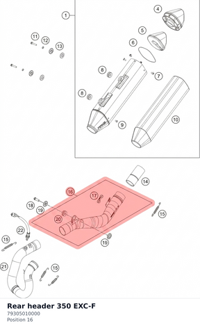 Diagram preview: Rear header 350 EXC-F (79305010000)