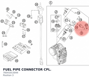 Diagram preview: FUEL PIPE CONNECTOR CPL. (76041013044)