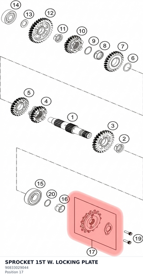 Diagram preview: SPROCKET 15T W. LOCKING PLATE (90833029044)